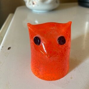 Bohemian Czech Glass Modernist Owl Figurine